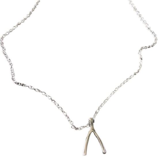 Sterling Forever Silver Plated Wishbone Pendant Necklace - Picture 1 of 3